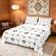 thumbnail image 1 of Manfei Western Cow Skull Queen Sheets, Bohemian Aztec Queen Sheet Sets, White Black, Black Reversible 4 Pieces1 Flat Sheet + 1 Fitted Sheet + 2 Pillowcases, 1 of 6