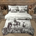 thumbnail image 1 of Manfei Western Cowboy 7pcs Bedding Comforter Set,Rustic Farm Animal Queen Bedding Sets,Country Farmhouse Lodge Queen Sheet Sets For Boys Teens,Super Cozy Room Decor Reversible, 1 of 8