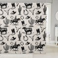 thumbnail image 1 of Manfei Western Cowboy Boots Hats Shower Curtain 72Wx78L,Rustic Cactus Cattle Bath Curtain,Off White Black, 1 of 6