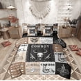 thumbnail image 1 of Manfei Western Cowboy Cowgirl Twin Bedding Sets 7-Piece, Tribal Sheep Skeleton Bedding Comforter Set, Rustic Patchwork Reversible Sheet Sets, Lightweight Room Decor, 1 of 7