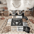 thumbnail image 1 of Manfei Western Cowboy Cowgirl Twin Bedding Sets 7-Piece, Tribal Sheep Skeleton Bedding Comforter Set, Rustic Patchwork Reversible Sheet Sets, Lightweight Room Decor, 1 of 7