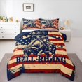 thumbnail image 1 of Manfei Western Cowboy Full Size Comforter Sets,Bull Riding Letter Bedding Comforter Set,Red Blue Us Flag Decor,Navy Blue Reversible,3pcs,1 Comforter and 2 Pillowcases, 1 of 7