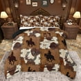 thumbnail image 1 of Manfei Western Cowboy Horseshoe Full Size Comforter Sets 3-Piece for Teens Adults,Exotic Style Bedding Comforter Set,Farmhouse Animal Cow Print Lightweight Bedding Sets,Breathable Home Decor, 1 of 8