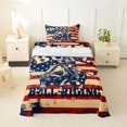 thumbnail image 1 of Manfei Western Cowboy Twin Sheets,Bull Riding Letter Bedding,Red Blue Us Flag Decor,3 Pieces,1 Fitted Sheet and 1 Pillowcase, 1 of 6