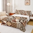 thumbnail image 1 of Manfei Western Cowgirl Boots Bed Sheets, Bohemian Hippie Style King Sheets, Brown Patchwork Buffalo Sheet Set, Microfiber Bedroom Decor, 4 Pieces, 1 of 7