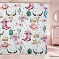 thumbnail image 1 of Manfei Western Cowgirl Boots Hat Shower Curtain 72Wx78L,Rustic Floral Bull Skull Bath Curtain, 1 of 6