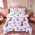 thumbnail image 1 of Manfei Western Cowgirl Full Size Comforter Sets 3-Piece,Kawaii Ribbon Bow Bedding Comforter Set,White Lavender,1 Comforter and 2 Pillowcases,Reversible, 1 of 6