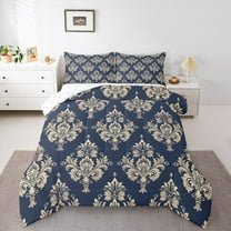 Manfei Western Damask Print Bedding Comforter Set for Adult, Vintage Flower Floral Twin Comforter Sets, Bohemian Mandala Reversible Bedding Set, Ultra Soft Home Decor, 2pcs