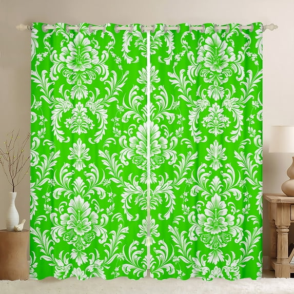 Manfei Western Damask Print Black Out Curtains for Adult, Vintage Flower Floral Curtains Pack of 2 (42x63 Each), Bohemian Mandala Bedroom Curtains, Curtains and Drapes Home Decor