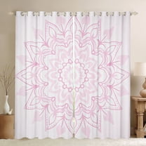 Manfei Western Damask Print Black Out Curtains for Adult, Vintage Pink Floral Curtains Pack of 2 (42x63 Each), Bohemian Mandala Geometric Bedroom Curtains, Curtains Blackout Room Decor
