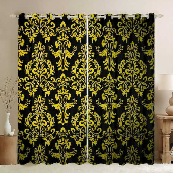 Manfei Western Damask Print Curtains Pack of 2 (42x84 Each) for Adult, Vintage Flower Floral Curtains Blackout, Bohemian Mandala Bedroom Curtains, Curtains and Drapes Home Decor