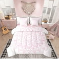 thumbnail image 1 of Manfei Western Damask Print Twin Bedding Sets 7-Piece for Adult, Vintage Pink Floral Bedding Comforter Set, Bohemian Mandala Geometric Reversible Sheet Sets, Lightweight Room Decor, 1 of 7