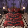 thumbnail image 1 of Manfei Western Damask Print Twin Bedding Sets 7-Piece for Kid, Black Red Bat Bedding Comforter Set, Halloween Theme Reversible Sheet Sets, Lightweight Room Decor, 1 of 7
