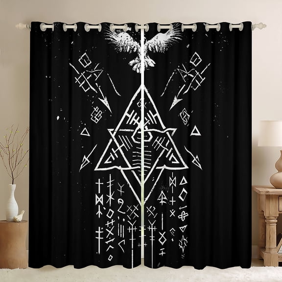 Manfei Western Fantasy Blackout Curtains Set of 2 (52x84 Each),Rustic Eagle Window Curtains,White Black Curtains and Drapes For Boys,Super Cozy Room Decor