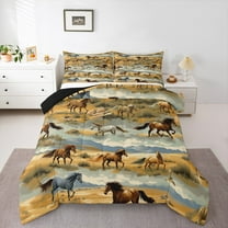 Manfei Western Farm Horse Bedding Comforter Set,Rustic Farmhouse Cabin Twin Comforter Sets,Natural Mountain Bedding Set For Kids,Breathable Home Decor Reversible,2 Pieces