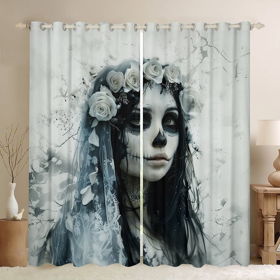 Manfei Western Gothic Bride Blackout Curtains Set of 2 (52x84 Each), Romantic Valentines Day Window Curtains, Teen Kid Child Adult Curtains and Drapes, Curtains and Drapes Bedroom Decor