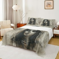 Manfei Western Gothic Bride Twin Sheet Sets, Romantic Valentines Day Twin Fitted Sheet, Teen Kid Child Adult Flat Sheet, Microfiber Bedroom Decor, 3 Pieces