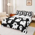 thumbnail image 1 of Manfei Western Halloween Themed Bed Sheets,Spooky Ghost Full Size Sheets,Black,4-Piece,1 Flat Sheet, 1 Fitted Sheet and 2 Pillowcases, 1 of 6