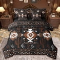 thumbnail image 1 of Manfei Western Hippie Aztec Bedding Comforter Set 7pcs for Adult, Rustic Bohemian King Bedding Sets, Black Brown Square Triangle Reversible Bed Sheets, Ultra Soft Bedroom Decor, 1 of 7