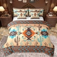 thumbnail image 1 of Manfei Western Hippie Aztec Bedding Comforter Set 7pcs for Adult, Rustic Bohemian Queen Bedding Sets, Wheat Brown Square Triangle Reversible Queen Sheet Sets, Luxury Bedroom Decor, 1 of 7