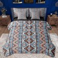 thumbnail image 1 of Manfei Western Hippie Aztec Bedding Comforter Set 7pcs for Teens, Vintage Mid Century King Bedding Sets, Gray Blue Abstract Ombre Reversible Bed Sheets, Super Cozy Room Decor, 1 of 7