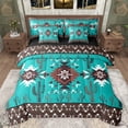 thumbnail image 1 of Manfei Western Hippie Aztec Twin Bedding Sets 7-Piece for Adult, Rustic Bohemian Bedding Comforter Set, Turquoise Square Triangle Reversible Sheet Sets, Ultra Soft Bedroom Decor, 1 of 7
