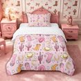 thumbnail image 1 of Manfei Western Kawaii Boots Hats Twin Comforter Sets 2pcs,Cute Cactus Horseshoe Bedding Set,Light Pink Peach,1 Comforter and 1 Pillowcase,Reversible, 1 of 6