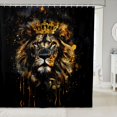 thumbnail image 1 of Manfei Western Lion Shower Curtain 72Wx84L, Watercolor Animal Bathroom Shower Curtain, Black Brown, 1 of 5
