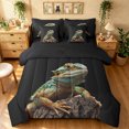 thumbnail image 1 of Manfei Western Lizard Twin Bedding, Woodland Animal Bedding Comforter Set, Black Brown, Black Reversible, 7-Piece, 1 of 6