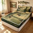 thumbnail image 1 of Manfei Western Pike Fish Zipper Twin Comforter Sets with Fitted Sheet and 2 Pillowcases, Rustic Lake House Zipper Bedding Set, Golden Gray, Black Reversible, 4pcs, 1 of 7