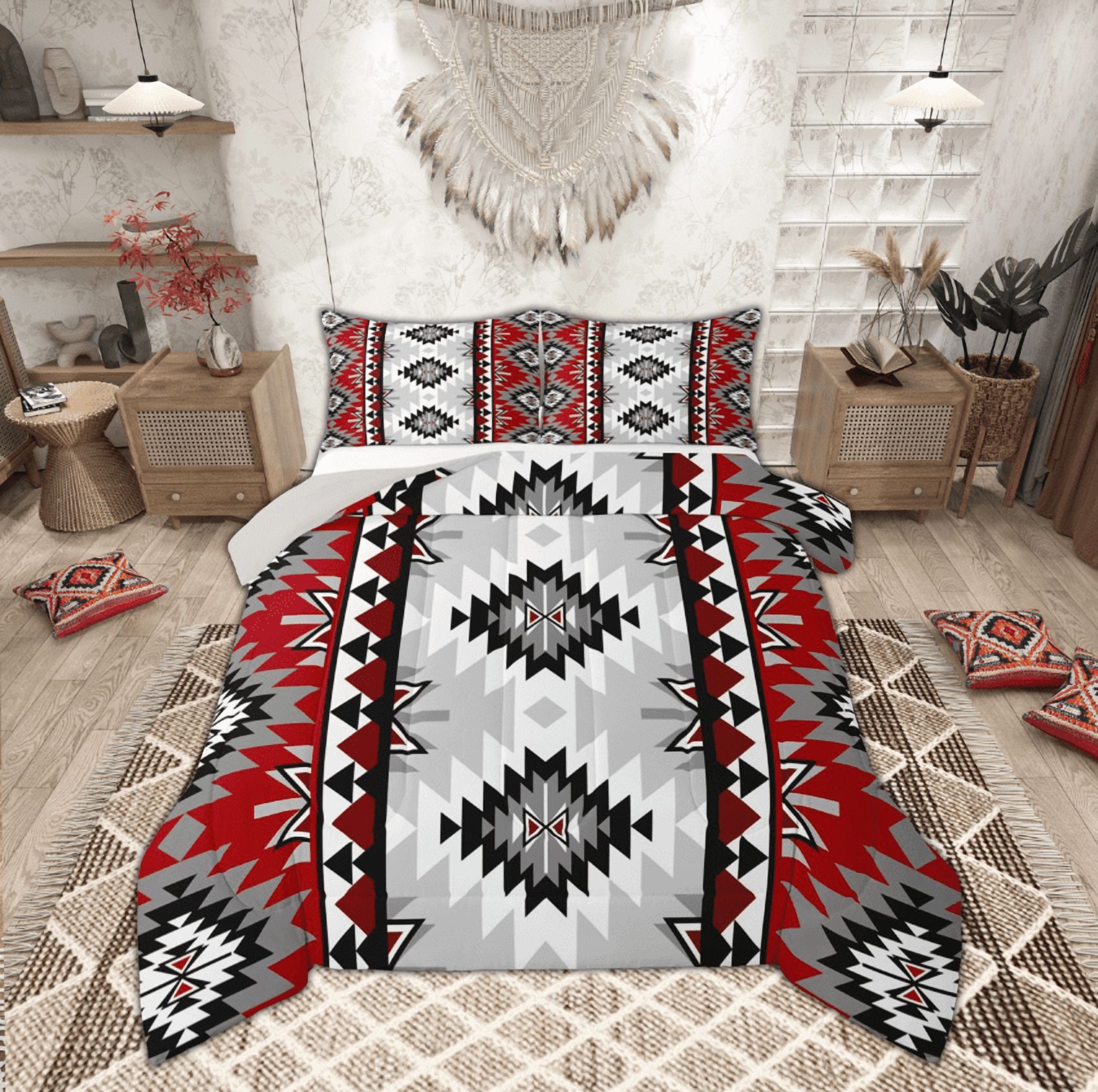 Manfei Western Retro Aztec Bedding Comforter Set, Bohemian Hippie ...