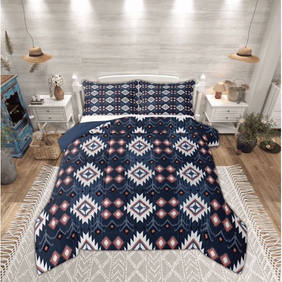Manfei Western Retro Aztec Bedding Comforter Set, Bohemian Hippie Geometric Twin Comforter Sets, Teens Kids Adult Reversible Bedding Set, Lightweight Room Decor, 2pcs