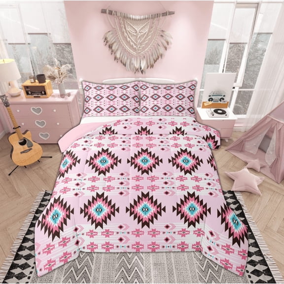 Manfei Western Retro Aztec Bedding Comforter Set, Bohemian Hippie Geometric Twin Comforter Sets, Teens Kids Adult Reversible Bedding Set, Luxury Bedroom Decor, 2-Piece