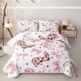 thumbnail image 1 of Manfei Western Ribbon Bow Bed Spread Queen for Teens Female,Girls Cowgirl Cow Print Boots Queen Coverlet Set, 1 of 7