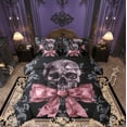 thumbnail image 1 of Manfei Western Skeleton Skull Bedding Comforter Set 7pcs, Vintage Princess Bowknot Queen Bedding Sets, Gothic Romantic Style Reversible Queen Sheet Sets, Luxury Bedroom Decor, 1 of 7