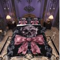 thumbnail image 1 of Manfei Western Skeleton Skull Full Size Comforter Sets, Vintage Princess Bowknot Bedding Comforter Set, Gothic Romantic Style Reversible Bedding Sets, Luxury Bedroom Decor, 3 Pieces, 1 of 8