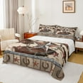 thumbnail image 1 of Manfei Western Texas Stars Queen Sheet Sets, Brown Cow Print Sheet Set Queen, Horse Shose Bed Sheets Set Queen Size, Microfiber Bedroom Decoration, 4pcs, 1 of 7
