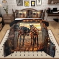 thumbnail image 1 of Manfei Western Theme 3-Piece Full Size Comforter Sets for Female Men,Galloping Horse Bedding Comforter Set,Rustic Retro Farmhouse Lightweight Bedding Sets,Luxury Bedroom Decor,Reversible, 1 of 8