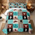 thumbnail image 1 of Manfei Western Tribal Aztec Bed Spread Queen 3pcs,Southwestern Cowboy Boots Hat Queen Coverlet Set,Turquoise Black Brown,1 Quilt and 2 Pillowcases, 1 of 7