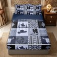 thumbnail image 1 of Manfei Western Tribal Aztec Zipper Queen Comforter Set with Fitted Sheet and 2 Pillowcases,Southwestern Cowboy Boots Hat Zipper Bedding Set,Light Blue Navy,Reversible, 1 of 7