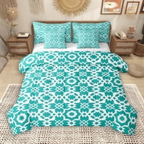 Manfei Western Tribal Bohemian 7-Piece Twin Bedding Sets, Vintage Cyan Mandala Bedding Comforter Set, Simple French Style Reversible Sheet Sets, Luxury Bedroom Decor