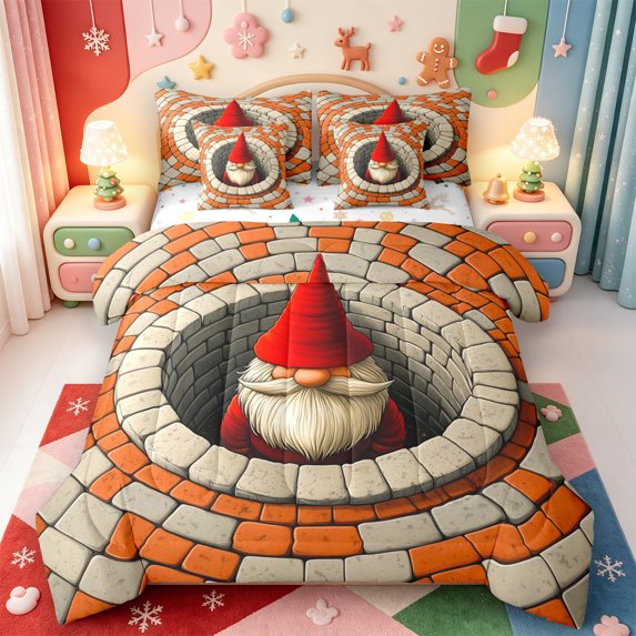 Manfei Western Xmas Festive 7 Pieces Full Size Bedding Sets,Traditional Christmas Animals Full Size Bed in a Bag,Xmas Reversible