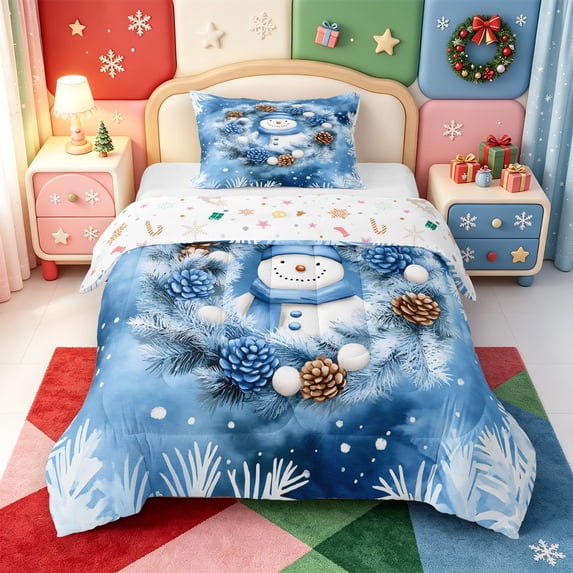 Manfei Western Xmas Festive Twin Comforter Sets,Cute Christmas Nutcracker Bedding Set,Xmas Reversible,2 Pieces,1 Comforter and 1 Pillowcase
