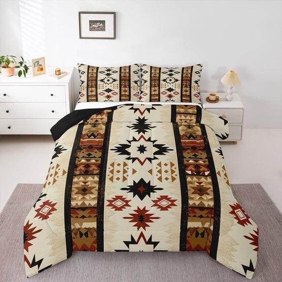 Manfei Wheat Aztec Bedding Sets Twin with Comforter, Sheep Skeleton Comforter Sets Twin Size, Bohomian Hippie Reversible Down Comforter, Microfiber Bedroom Decoration, 2pcs