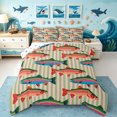 thumbnail image 1 of Manfei Whimsical Trout Full Size Comforter Sets, Stripe Lines Bedding Comforter Set, Pink Sage Green, Polkadot Reversible, 3pcs, 1 Comforter and 2 Pillowcases, 1 of 7