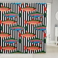 thumbnail image 1 of Manfei Whimsical Trout Shower Curtain 72Wx72L, Cartoon Stripe Bathroom Curtain, Black White Orange, 1 of 5