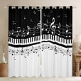 thumbnail image 1 of Manfei White Black Piano Black Out Curtains, Musical Note Music Curtains Pack of 2 (42x63 Each), Teens Kids Child Bedroom Curtains, Curtains Blackout Home Decor, 1 of 6