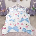thumbnail image 1 of Homewish White Blue Ribbon Bedding Comforter Set for Child, Kawaii Princess Cartoon Twin Comforter Sets, Cute Cherry Fruit Reversible Bedding Set, Lightweight Room Decor, 2 Pieces, 1 of 8