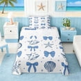 thumbnail image 1 of Manfei White Blue Seashell Starfish Bow Twin Sheet Sets for Kids Girls, Sea Animal Bedding 3-Piece, 1 Flat Sheet, 1 Fitted Sheet and 1 Pillowcase, 1 of 6