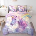 thumbnail image 1 of Manfei White Cloud 7-Piece King Bedding,Cute Unicorn King Bed in a Bag,Pink,Pink Reversible, 1 of 7